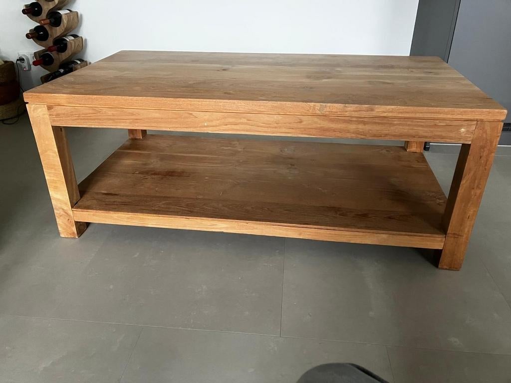 Massief Onbehandeld Teak Salontafel Cube (130x70x50), Ophalen, 100 tot 150 cm, Teakhout, 50 tot 100 cm