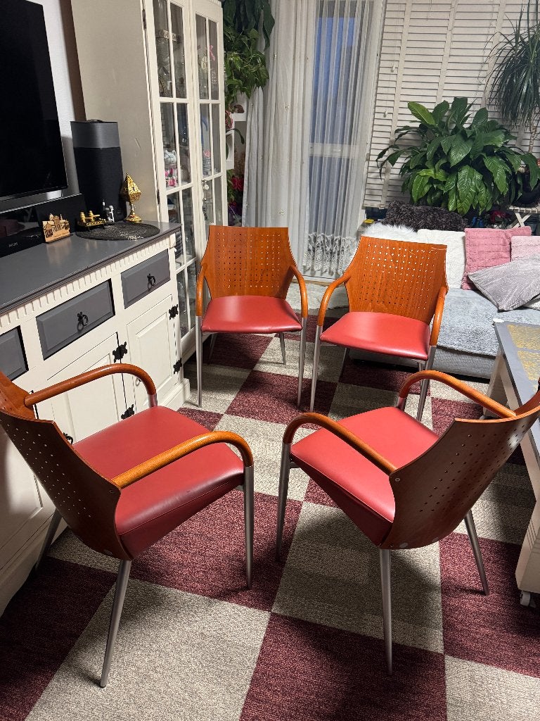 Set Van 4 Vintage Stoelen, Huis en Inrichting, Tafels | Eettafels, Overige houtsoorten, Gebruikt, Vier personen, Rechthoekig