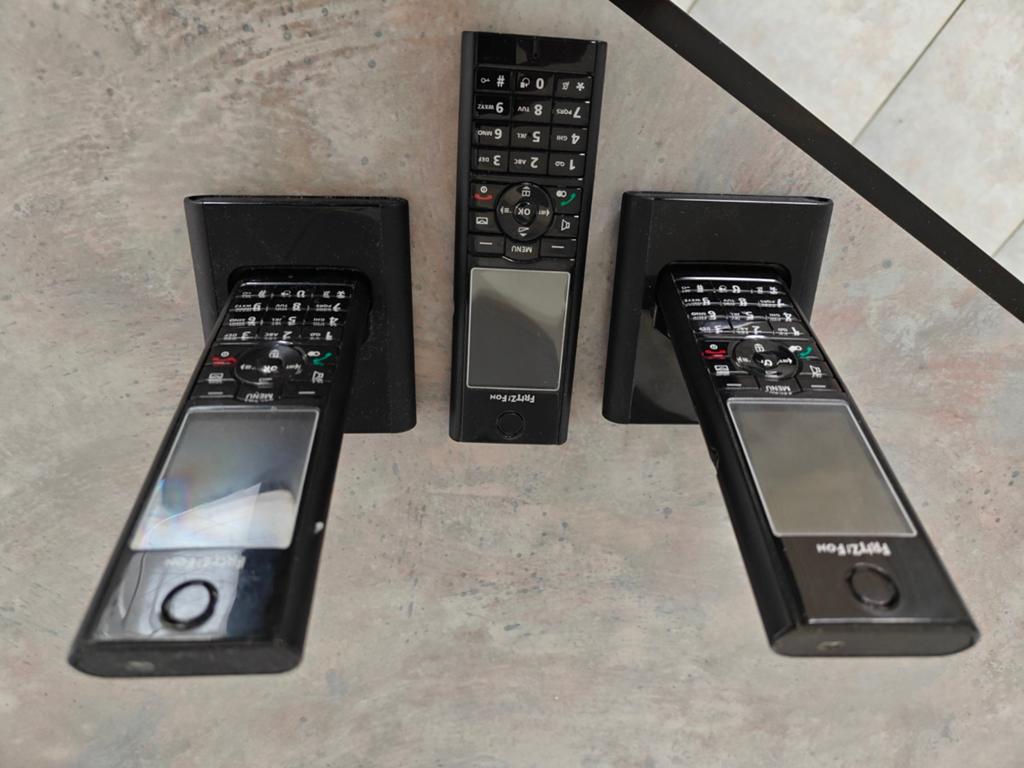 3x FRITZ!Fon MT-F 2xmet batterij, zonder laders, Ophalen of Verzenden, Gebruikt, 2 handsets