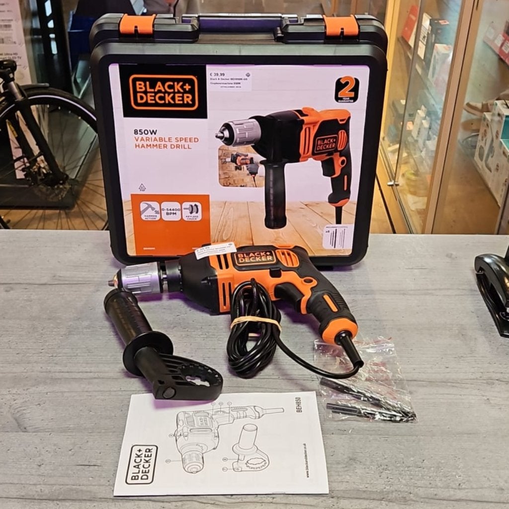 Black & Decker BEH850K-QS Klopboormachine 850W, Black en Decker, Gebruikt, Support@blackendecker.com, 701 E. Joppa Road
Towson, MD 21286
USA
