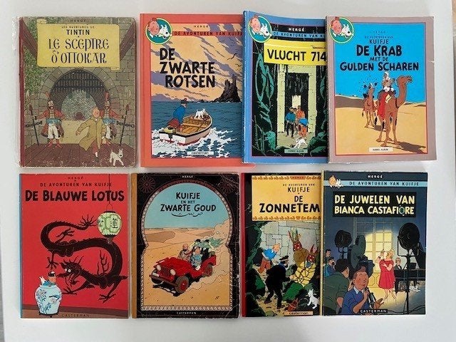 Kuifje, SC/HC, ook dubbelstrips en Le sceptre d'Ottokar 1957, Meerdere stripboeken, Ophalen of Verzenden, Gelezen