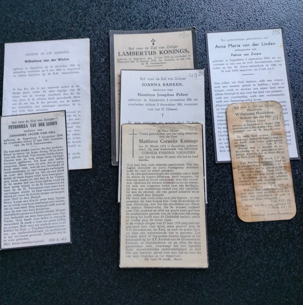 8 bidprentjes Geboren Altforst (Gld), Ophalen of Verzenden