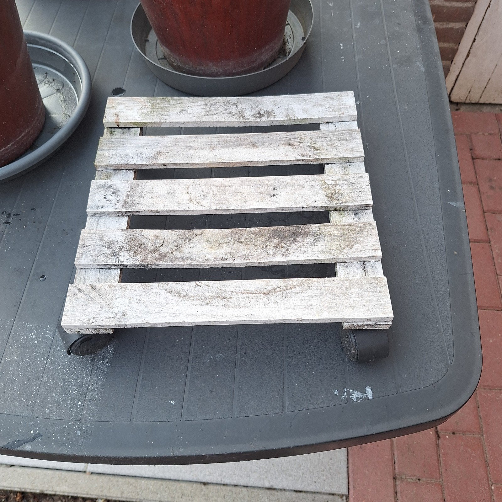 Houten vlonders voor bloempotten, Ophalen, Gebruikt, Rond, Hout