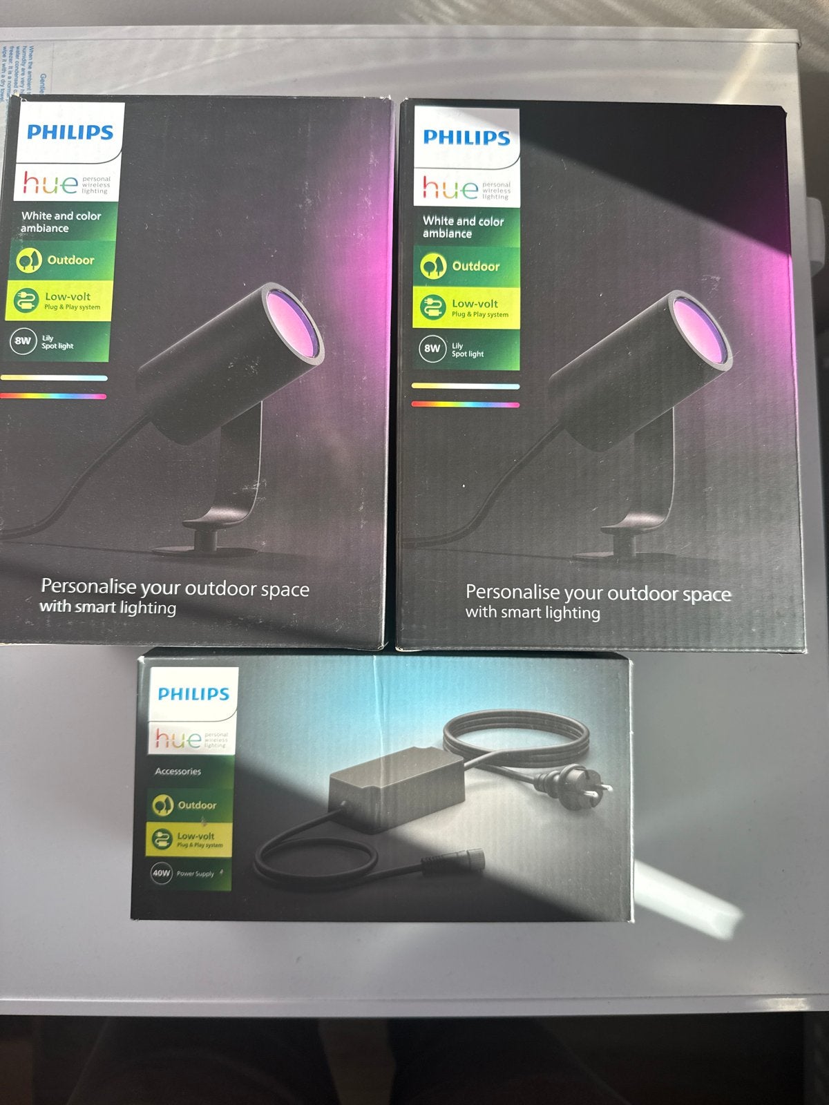 Nieuwe Philips Hue Lily Spotlights (2x) met 40W voeding, Kleur aanpasbaar, Ophalen of Verzenden, Nieuw, Philips Hue