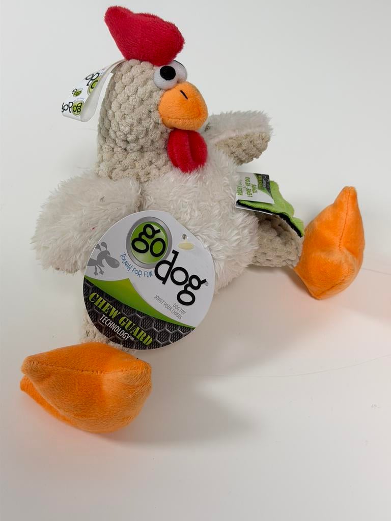 goDog Checkers Fat Rooster Pluche hond Hondenspeelgoed Kip, Nieuw, H, H, Hh