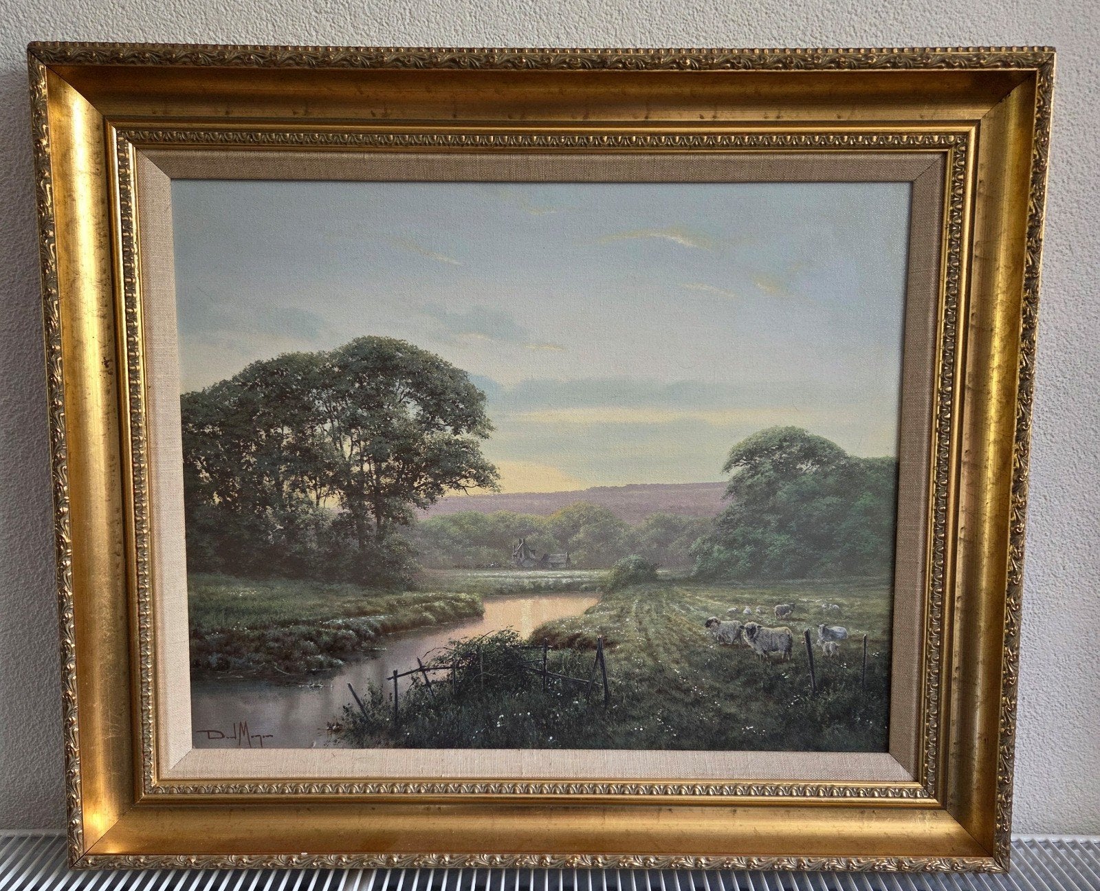 David Morgan olieverfschilderij landschap, schapen, schaap, Antiek en Kunst, Ophalen