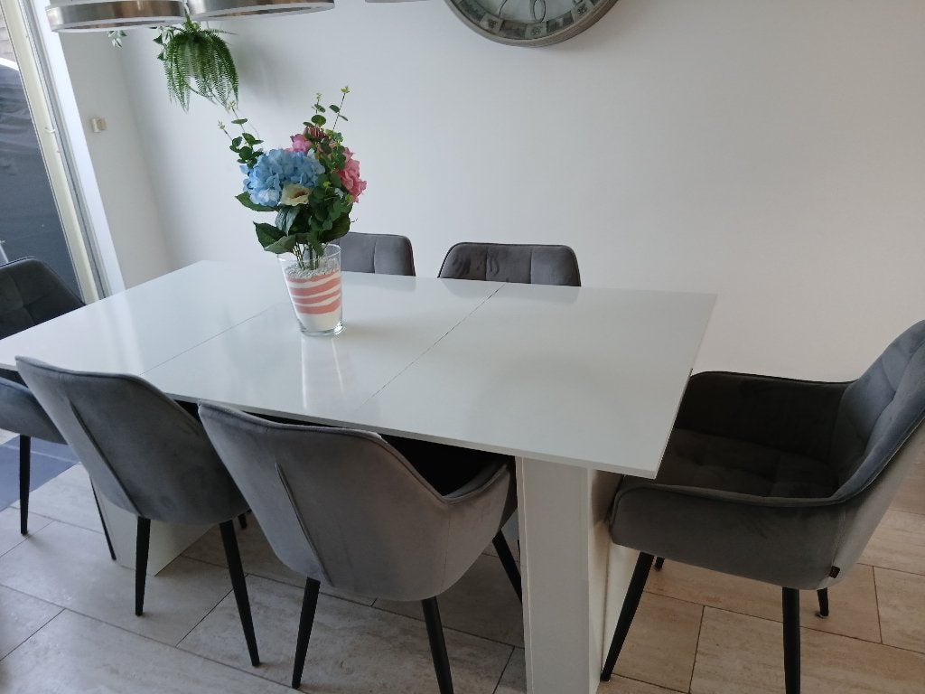 Eettafel met 6 stoel, Gebruikt, 50 tot 100 cm, 150 tot 200 cm, Ophalen of Verzenden