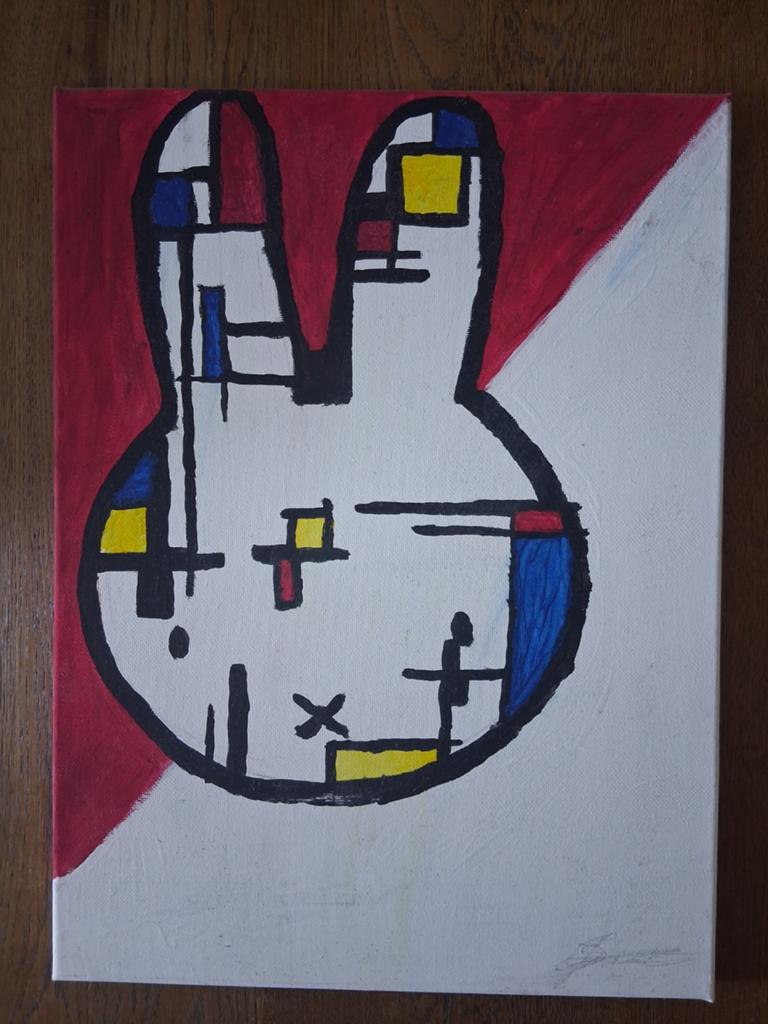Nijntje in Mondriaan stijl - Uniek kunstwerk, Ophalen of Verzenden