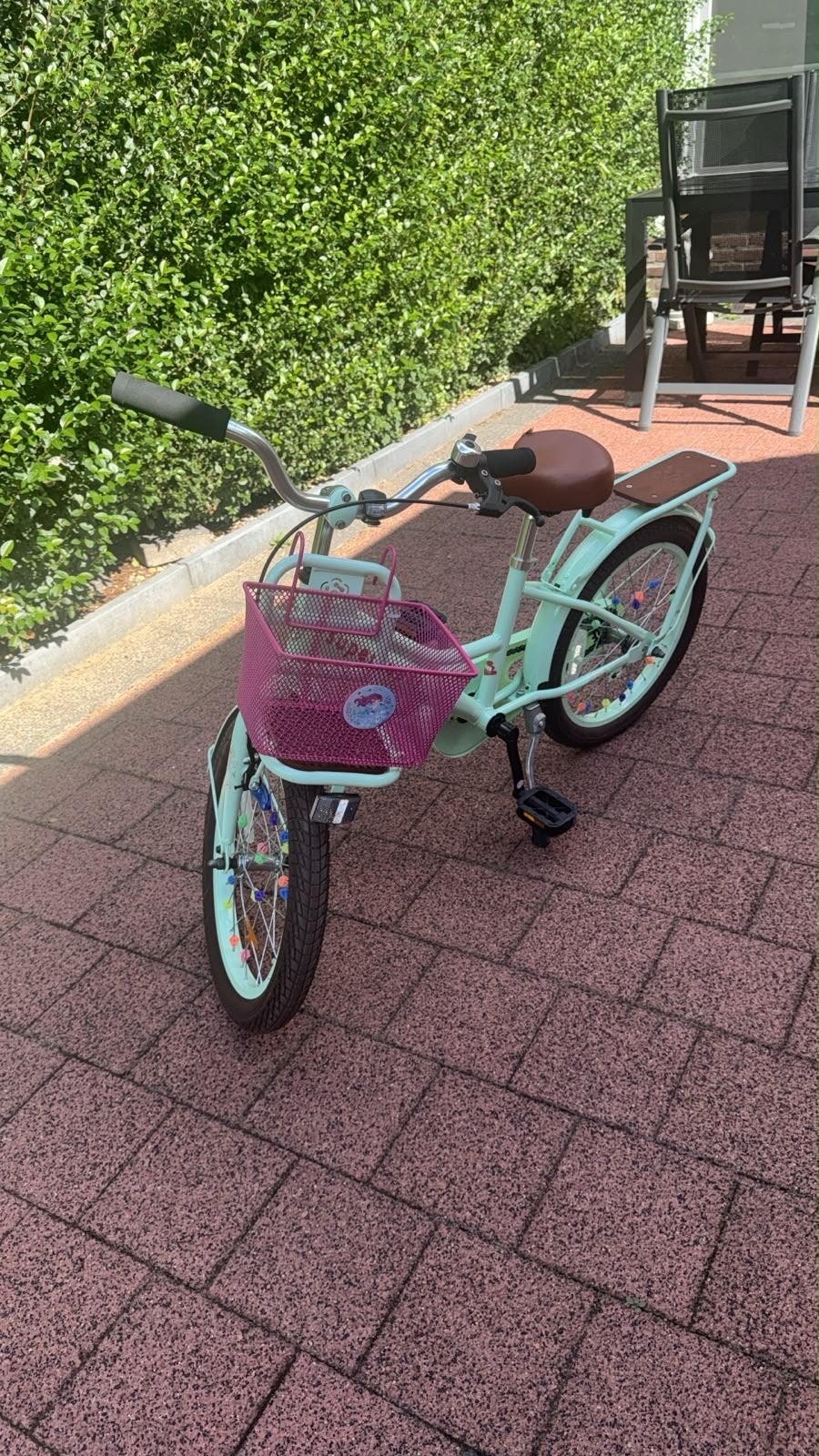 Kinderfiets 20 inch - Mintgroen met Roze Mandje, Ophalen of Verzenden, Gebruikt, 20 inch of meer