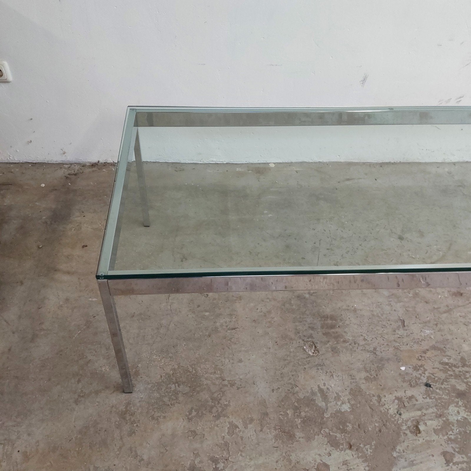 Vintage glazen salontafel, Huis en Inrichting, Tafels | Salontafels, Ophalen, Gebruikt, 50 tot 100 cm, Glas