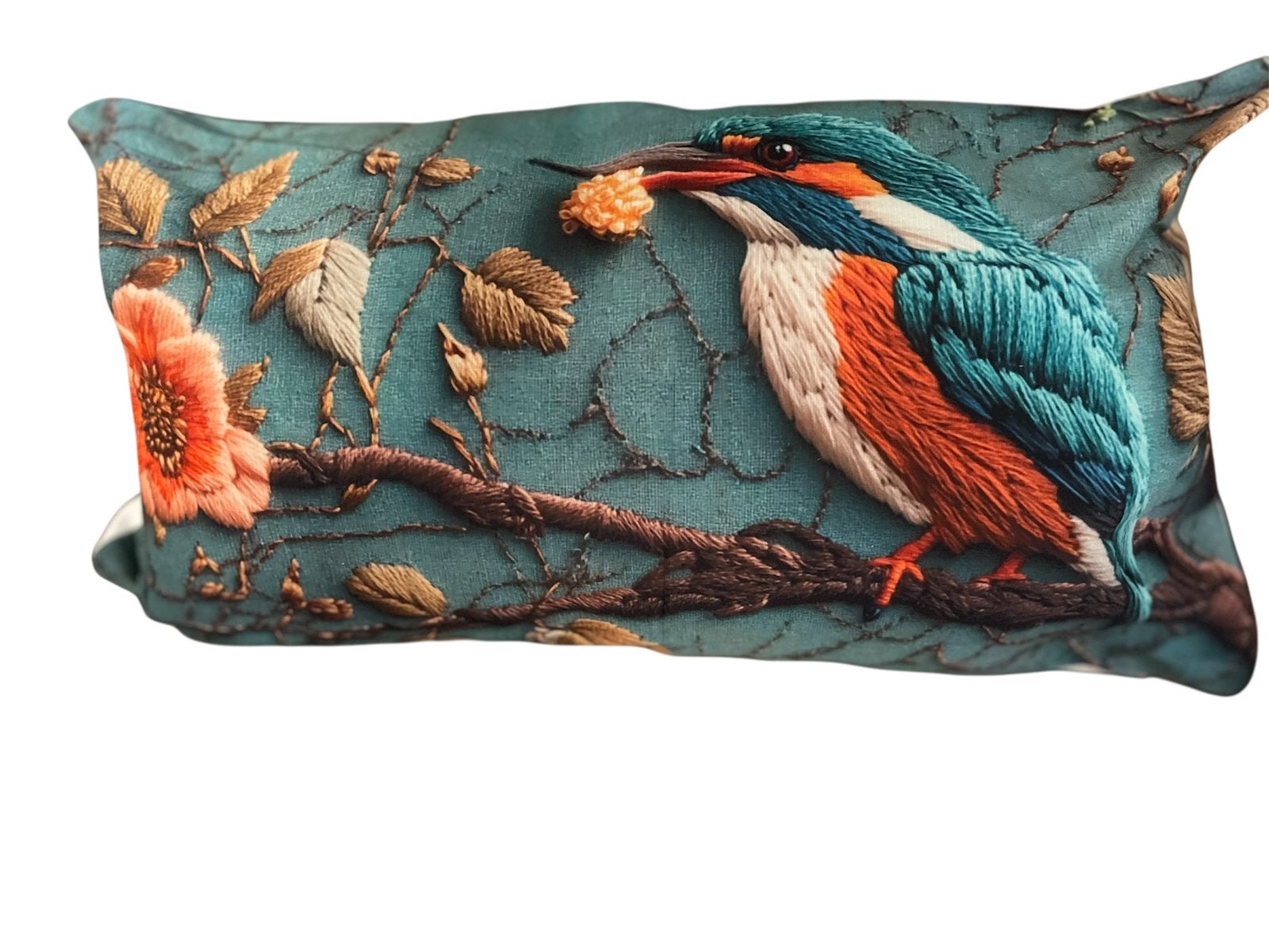 NIEUW !! Superleuk kussenhoesje met ijsvogeltje, Ophalen of Verzenden, Nieuw, Rechthoekig