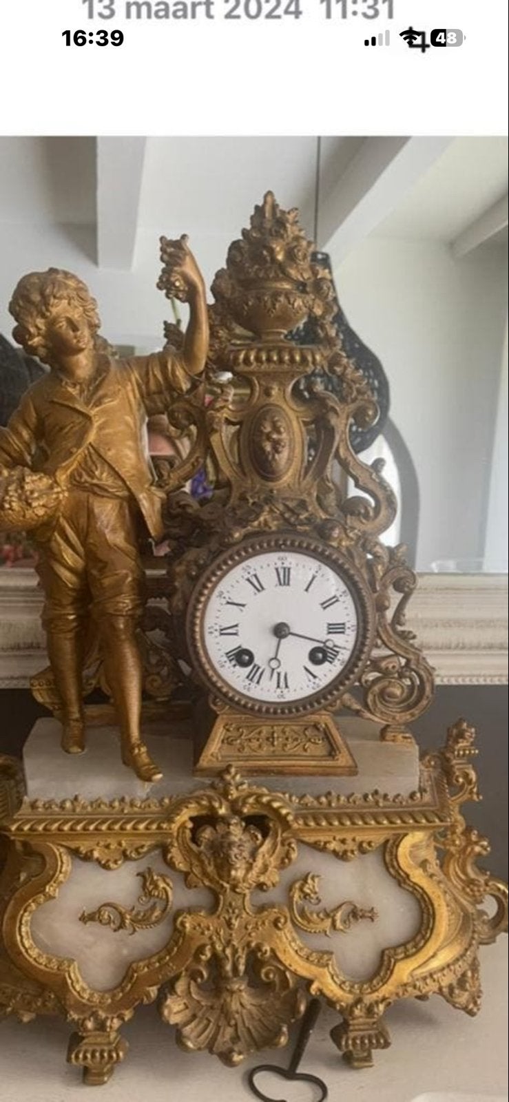 Antieke Franse pendule met kandelaars - Louis XV stijl, Ophalen
