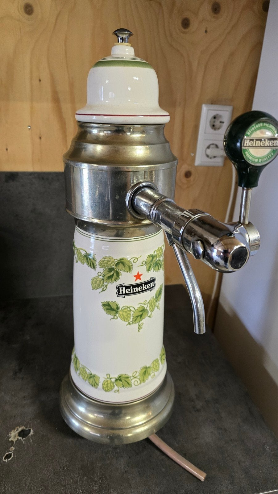 Heineken biertap, keramiek met messing details, Ophalen of Verzenden, Gebruikt, Overige typen