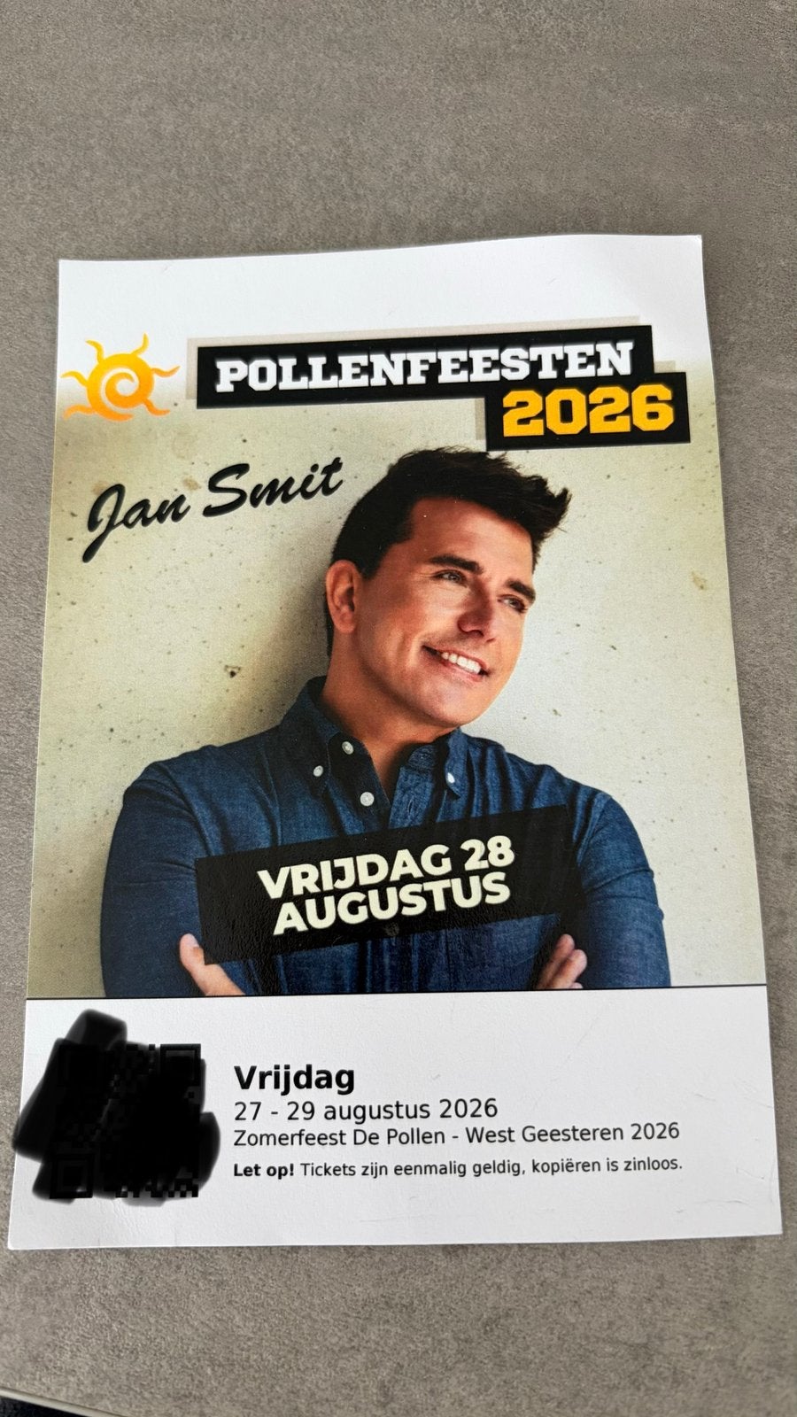 Kaartje Pollenfeeste! 2026, Eén persoon