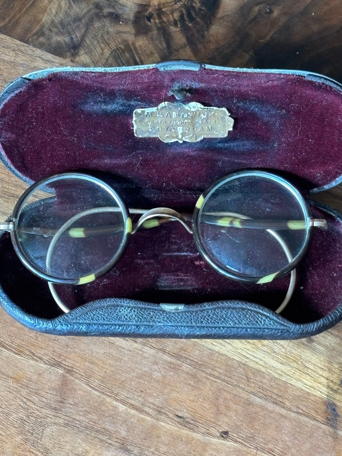 Antieke bril met etui van M. Sandwijk Rotterdam, Antiek en Kunst, Ophalen of Verzenden