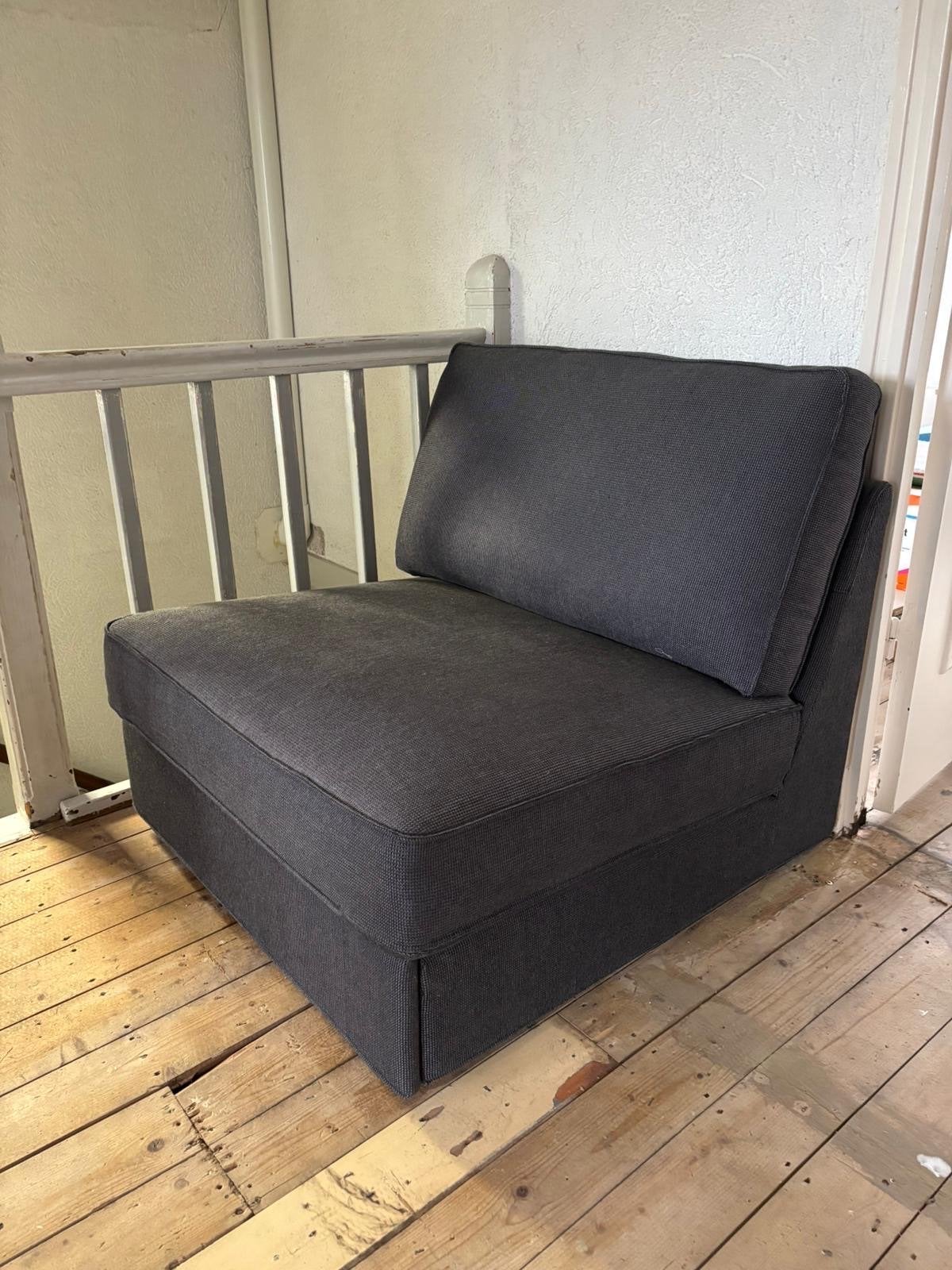 IKEA KIVIK slaapbank, donkergrijs, Ophalen, 90 cm, Eenpersoons, Zo goed als nieuw