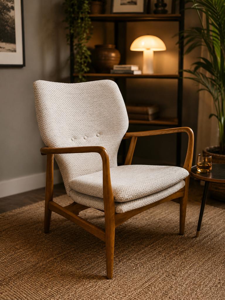 Pols Potten Fauteuil Ecru - Essenhout & Textiel peggy chair, Ophalen, Gebruikt, Overige kleuren, Polspotten