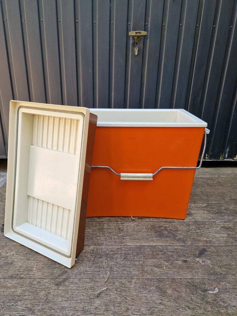 Vintage Curver Koelbox - Oranje/Bruin, Caravans en Kamperen, Ophalen of Verzenden, Gebruikt, Koelbox, Koelelement