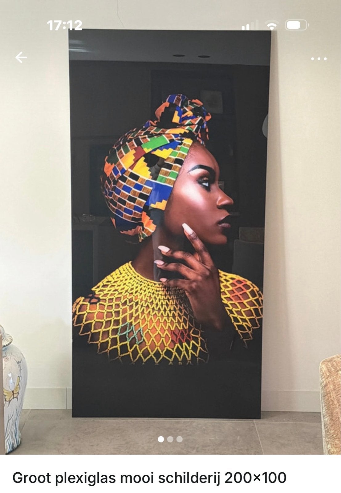 Groot plexiglas schilderij 200x100 cm - Afrikaanse vrouw, Kunststof, Print, Portret, Ophalen