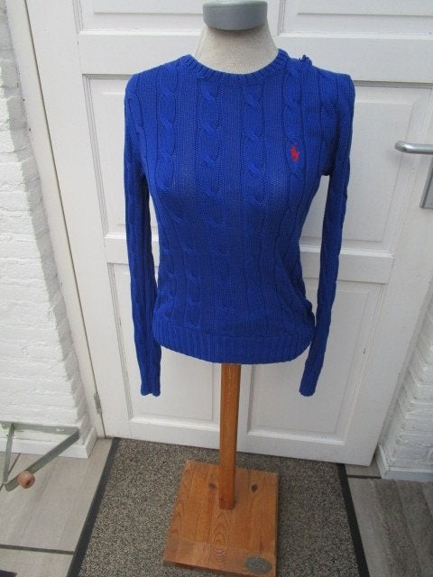 Mooie  Ralph Lauren kabeltrui  maat XS valt als  M, Blauw, Ralph Lauren, Gedragen, Ophalen