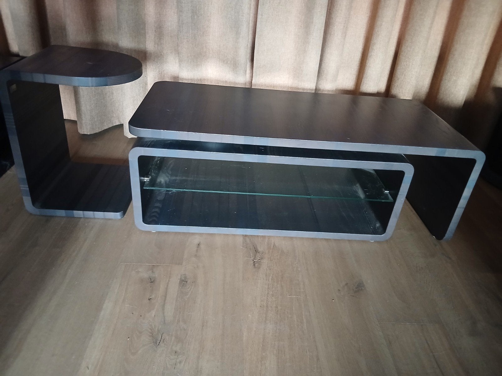 Bruine salontafel en bijzettafel, merk Leolux, Huis en Inrichting, Ophalen