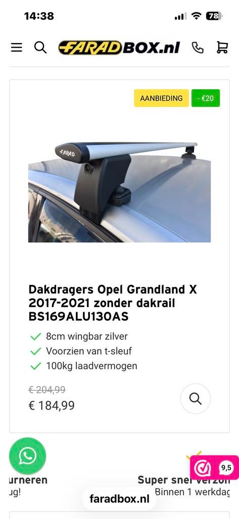 Dakdragers Opel Grandland X 2017-2021 zonder dakrail, Auto diversen, Dakdragers, Ophalen, Zo goed als nieuw