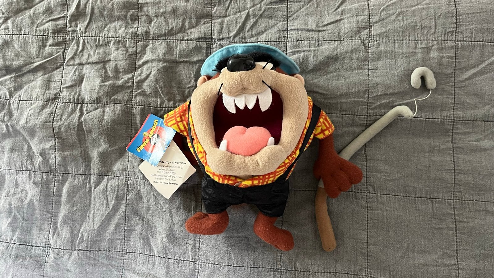Vintage Looney Tunes Taz knuffel met kaartjes, Ophalen of Verzenden, Looney Tunes, Nieuw, Overige typen
