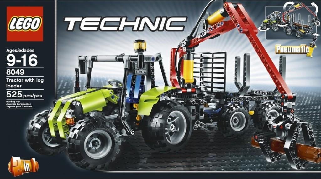 Lego 8049 Tractor met boomstammentrailer bosbouw Technic, Ophalen of Verzenden, Gebruikt, Complete set, Lego