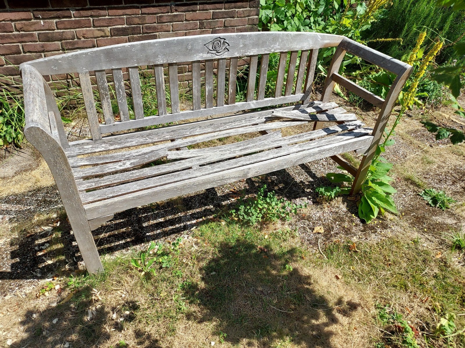Tuinbank 3-persoons acaciahout - reparatie nodig, Ophalen, Gebruikt, Hout