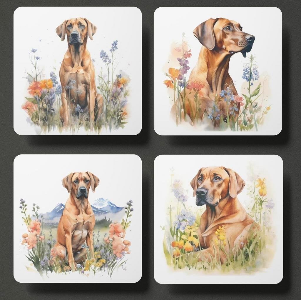 Ridgeback Aquarel onderzetters met houder, Ophalen of Verzenden, Nieuw