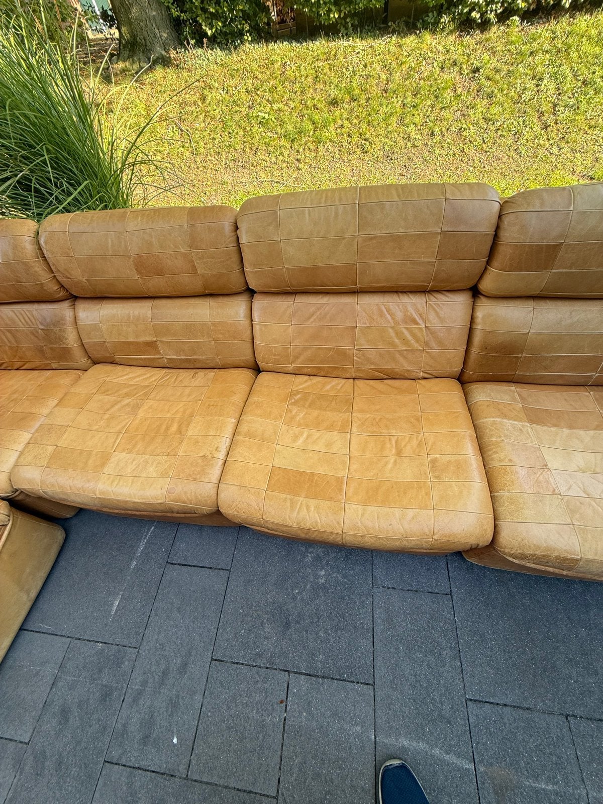 Laauser stijl zacht lederen modulaire bank, Huis en Inrichting, Ophalen, Gebruikt, Hoekbank, 300 cm of meer