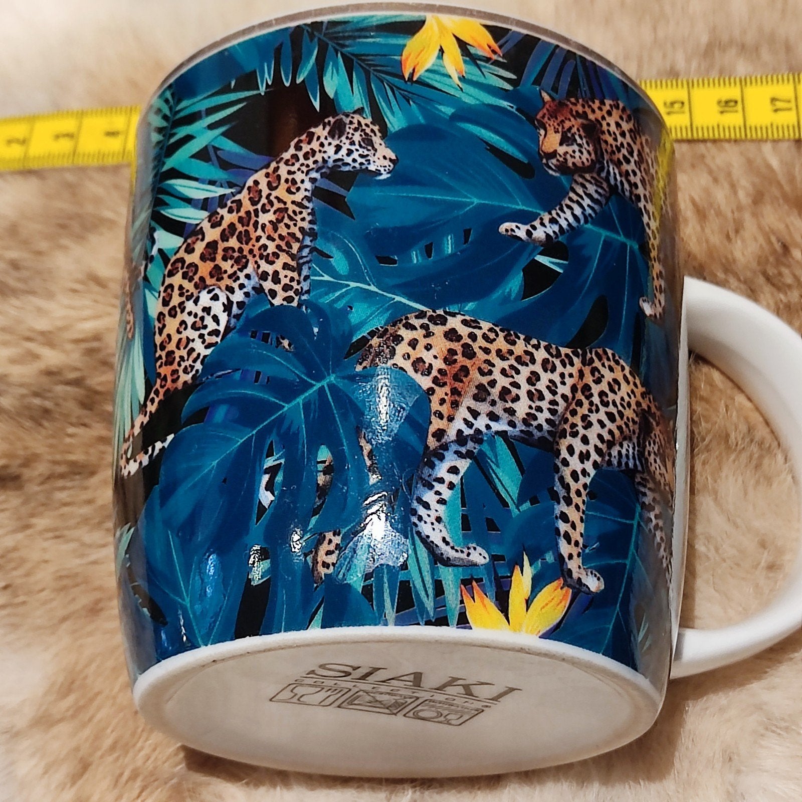 Siaki New Bone mok – Tropische Jungle mol  Luipaarden, Overige merken, Keramiek, Zo goed als nieuw, Modern