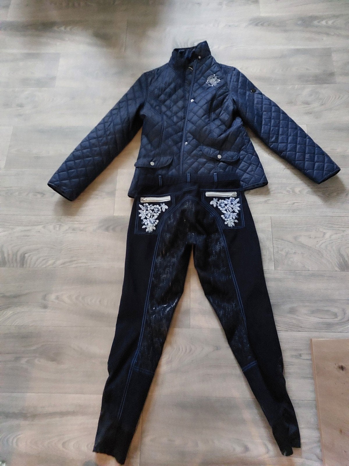 mooi setje rijkleding bling siliconen zit rijbroek br jasje, Ophalen of Verzenden, Zo goed als nieuw, Dressuur
