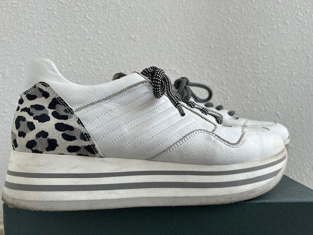 VIA VAI sneakers wit metallic groen leopard maat 41, Kleding | Dames, Verzenden, Wit, VIA VAI, Sneakers of Gympen