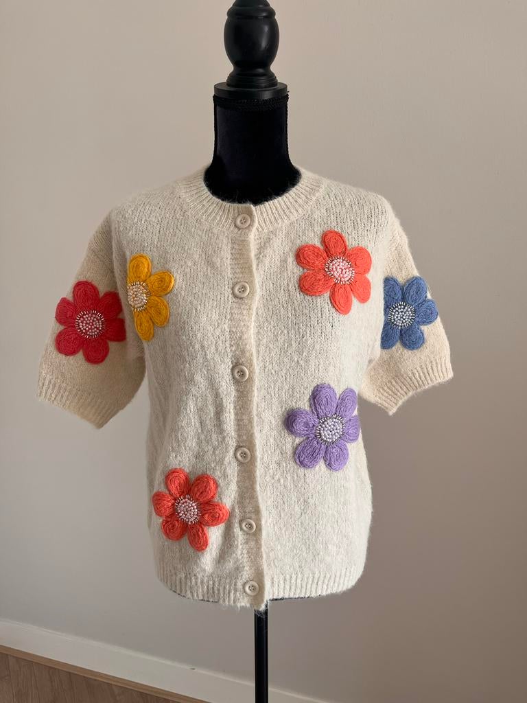 Bloemen vestje - 1x gedragen, maat tot 42, Kleding | Dames, Truien en Vesten, Ophalen of Verzenden, Zo goed als nieuw, Maat 42/44 (L)