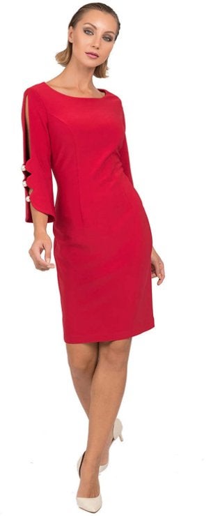 Joseph Ribkoff elegante chique rode stretch jurk mt 42, Kleding | Dames, ., Maat 42/44 (L), Joseph Ribkoff, Ophalen of Verzenden
