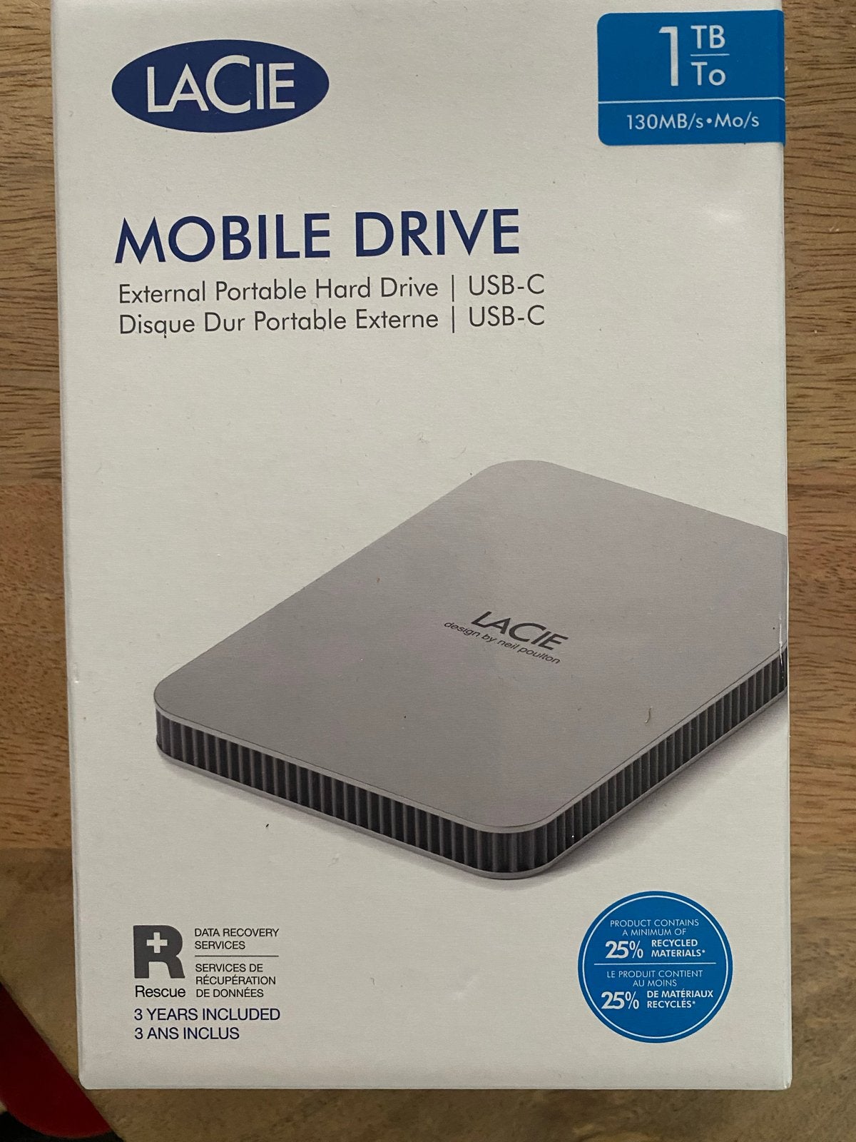 Lacie Mobile Drive 1TB USB-C Externe Harde Schijf, Computers en Software, Harde schijven, Ophalen, Server, HDD, Nieuw