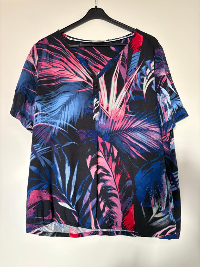Cecil Tropische Blouse Maat L - Zwart/Roze/Blauw, Overige kleuren, Maat 42/44 (L), Ophalen of Verzenden, Zo goed als nieuw