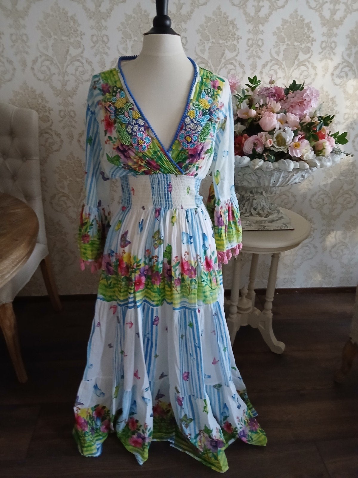 Prachtige jurk uit Positano, zgan, maat 38/40, Ophalen of Verzenden