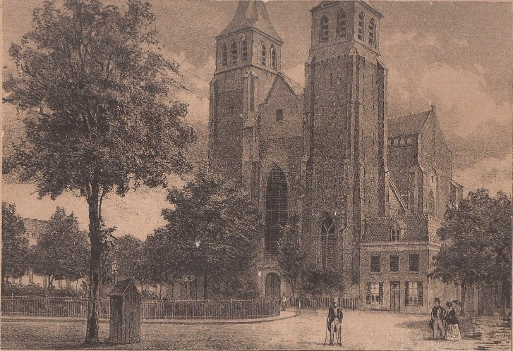 St. Walburgsplein Arnhem Litho ca. 1875, 1800 - 1899, Architectuur, Ophalen of Verzenden, 12 cm