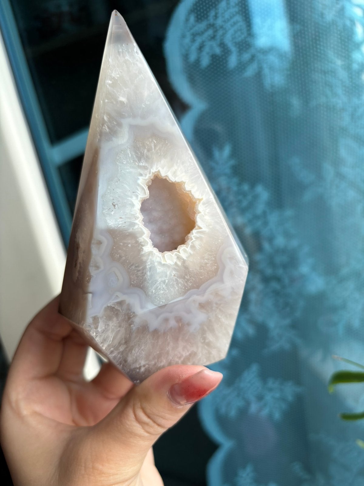 Diamant agaat vorm met sugar druzy, Ophalen, Mineraal