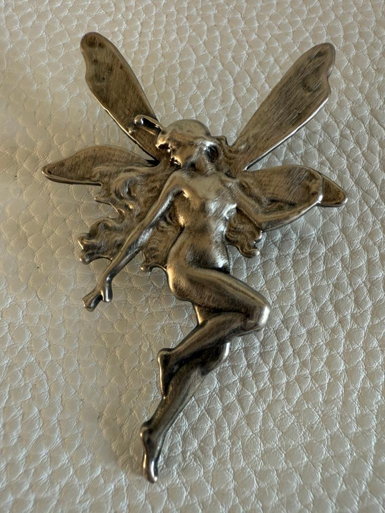 R319/Vintage Zilveren prachtige ART DECO Broche Engel, Sieraden, Tassen en Uiterlijk, Broches, 4 tot 7 cm, Gebruikt, Verzenden