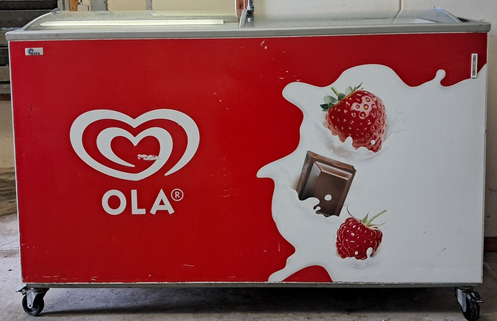 OLA ijsvrieskist 296L, glazen deksel, prima staat, Ophalen, Gebruikt