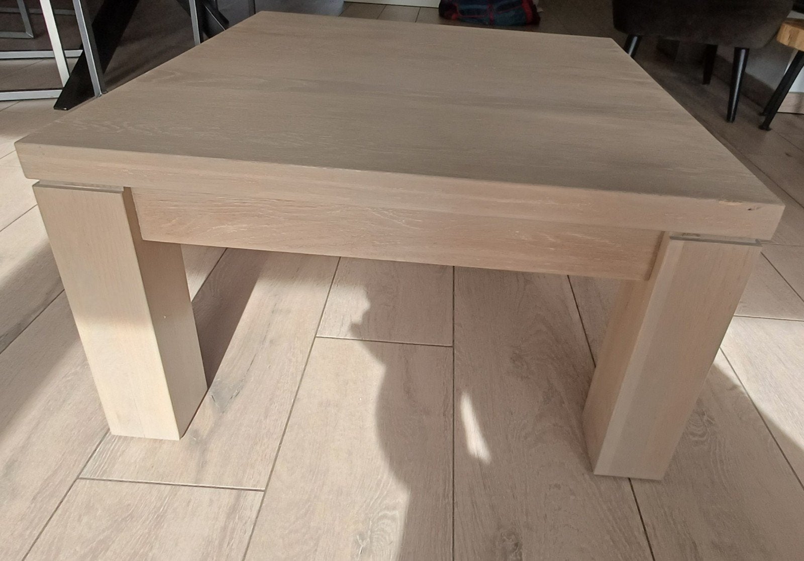 Eiken salontafel  70x70, Ophalen, Gebruikt, 100 tot 150 cm, Eikenhout