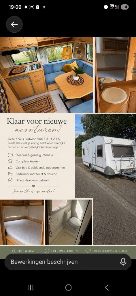 Knaus 450 met mover en voortent, Omvormbare zithoek, Rondzit, Particulier, Ringverwarming