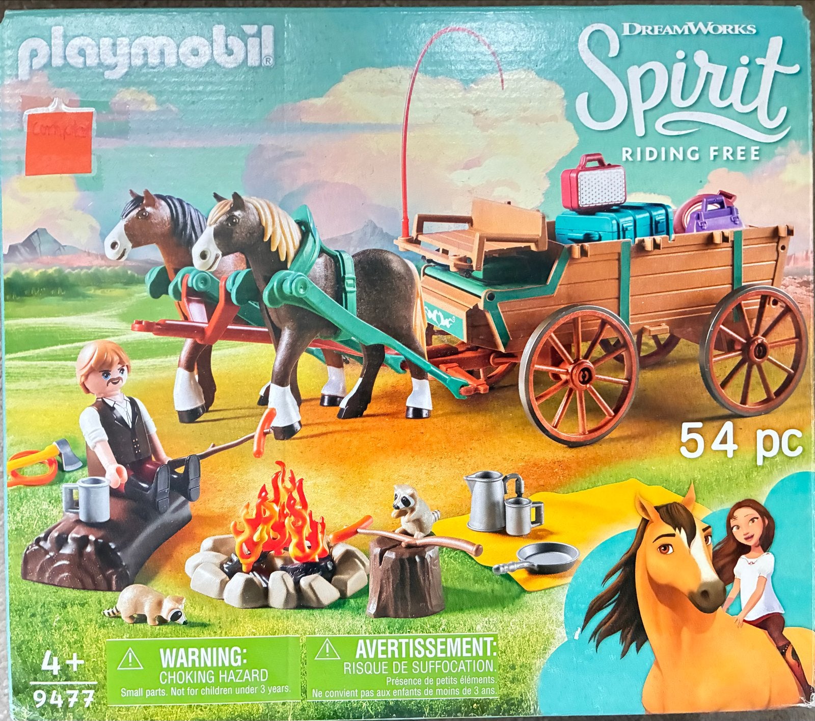 Playmobil Spirit Riding Free Koets met Paarden - Set 9477, Complete set, Voertuig, Ophalen of Verzenden, Zo goed als nieuw