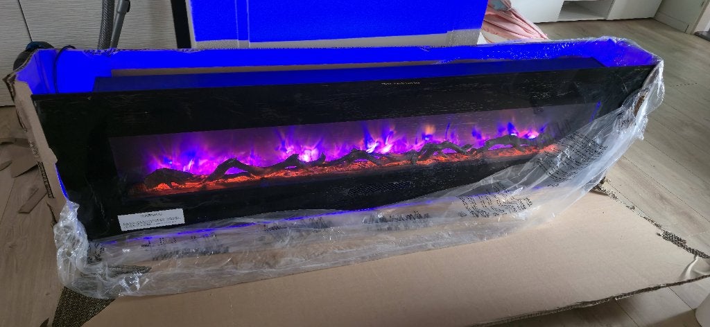 Sfeerhaard 211cm inbouw cinewall sfeerhout led achter glas, Ophalen, Nieuw, Inbouwhaard, Elektrische haard