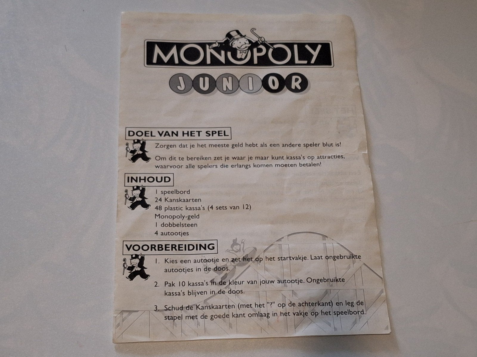 Onderdeel. Monopoly. Junior. Spelregel Boekje., Ophalen of Verzenden, Zo goed als nieuw