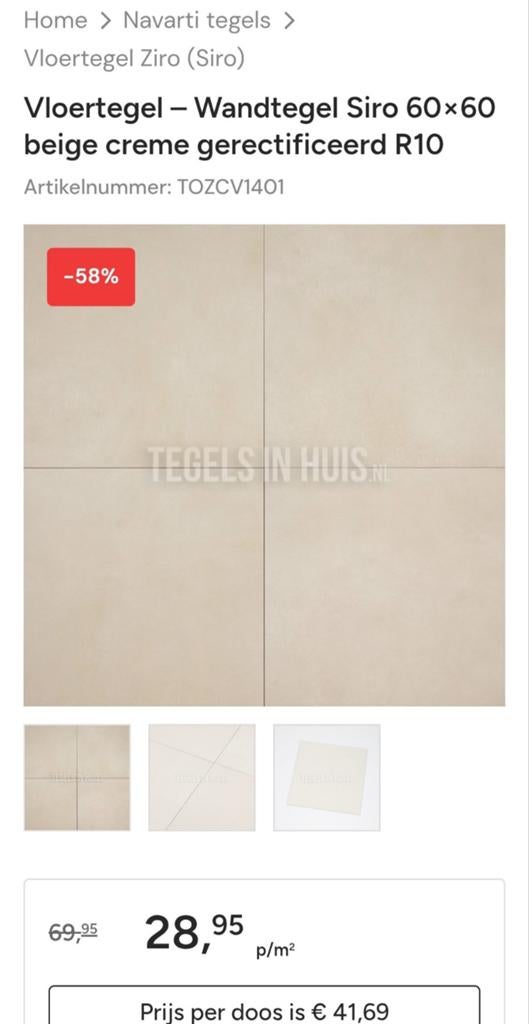 Vloer of Wandtegels beige 60x60cm 5.76m2, Doe-het-zelf en Verbouw, Tegels, Ophalen, 60 cm of meer, Nieuw, 5 tot 10 m²