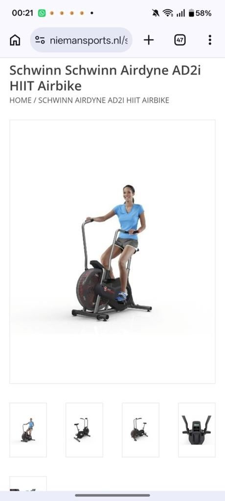 Zo goed als nieuwe Airbike - Slechts 2 keer gebruikt!, Sport en Fitness, Fitnessapparatuur, Ophalen, Zo goed als nieuw, Airbike